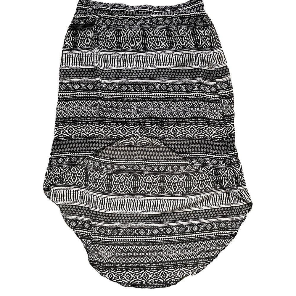 Black and White Patterned High Low Women's Skirt